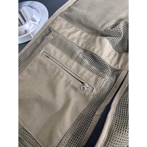 Cabela's Men's Tan Canvas & Brown Leather & Mesh Hunting Vest Size M - Picture 7 of 12